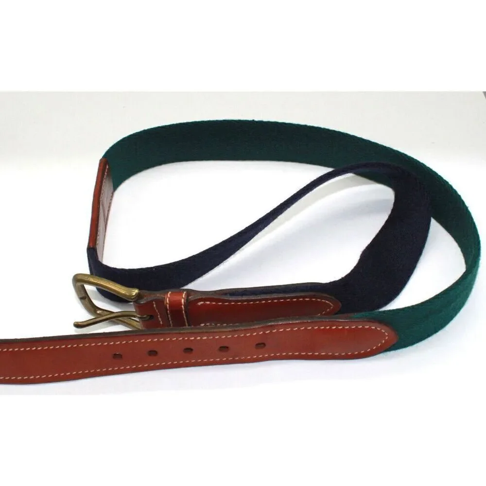 VTG Tommy Hilfiger Men Colorblock Belt Blue Green Brown Leather Genuine Size 40‎
